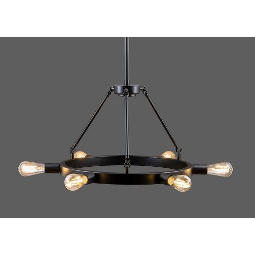  Sonoro Round Chandelier 24  Black w/Horizontal Bulbs - Linea di Liara LL-CH4-24-5BLK