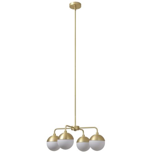  Novara 4 Light Modern Chandelier - Satin Brass w/Frosted Glass - Linea di Liara LL-CH16-3SB