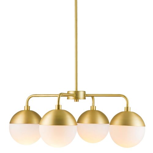  Novara 4 Light Modern Chandelier - Satin Brass w/Frosted Glass - Linea di Liara LL-CH16-3SB