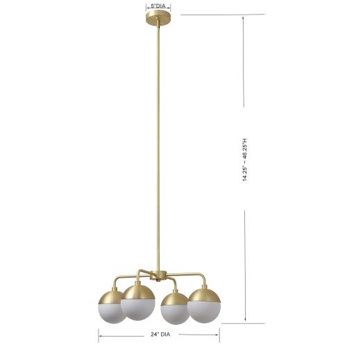  Novara 4 Light Modern Chandelier - Satin Brass w/Frosted Glass - Linea di Liara LL-CH16-3SB