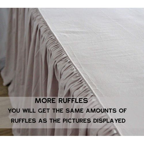  Linen Queens House Vintage Dust Ruffled Bed Skirt French Country Cotton Bedspreads Cal King Size,18 Drop