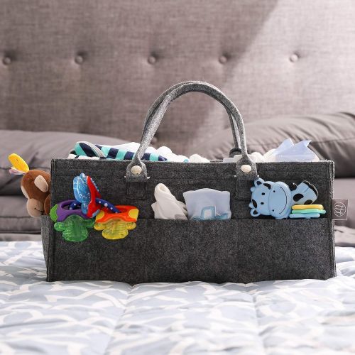  Linen Perch Diaper Caddy Organizer-Baby Shower Basket for Boy or Girl-Nursery Storage Bin - Diaper Car Caddy for Travel Wipes and Toys