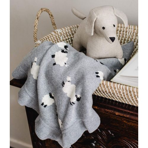  Linen Perch Luxury Sheep Baby Nursery Blanket - Newborn Baby Shower Gift for Boy or Girl in Deluxe Gift Box - Warm Cotton Baby or Toddler Blanket - 40 inches x 32 inches