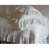 LinenFromBY LINEN ruffles DUVET COVER set. Shabby Chic linen ruffled duvet cover with 2 pillowcases. linen bedding. Softened and washed linen.