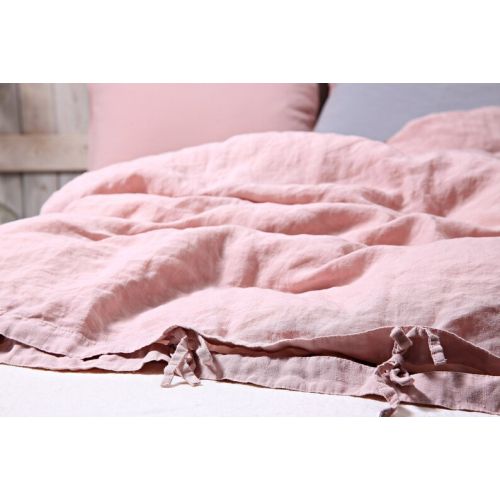  LinenSky Flax duvet cover in dusty pink color  Stonewashed and soft pure linen bedding  Linen duvet cover