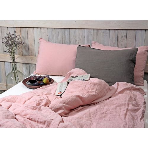  LinenSky Flax duvet cover in dusty pink color  Stonewashed and soft pure linen bedding  Linen duvet cover
