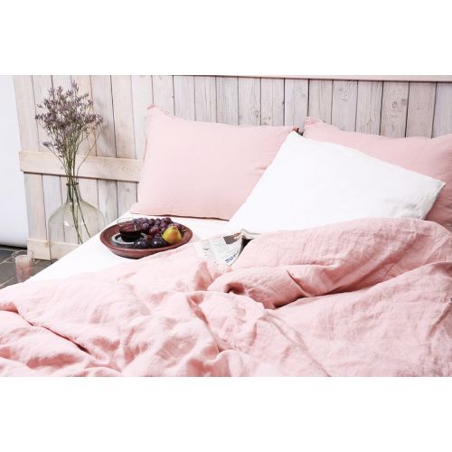  LinenSky Flax duvet cover in dusty pink color  Stonewashed and soft pure linen bedding  Linen duvet cover