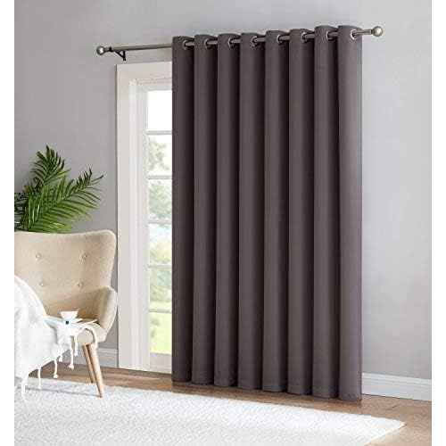  LinenZone Nicole - 1 Patio Extra Wide Premium Thermal Insulated Blackout Curtain Panel - 16 Grommets - 102 Inch Wide - 96 Inch Long - Ideal for Sliding and Patio Doors (1 Panel 102x96, Ivory