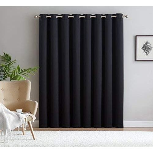  LinenZone Nicole - 1 Patio Extra Wide Premium Thermal Insulated Blackout Curtain Panel - 16 Grommets - 102 Inch Wide - 96 Inch Long - Ideal for Sliding and Patio Doors (1 Panel 102x96, Ivory