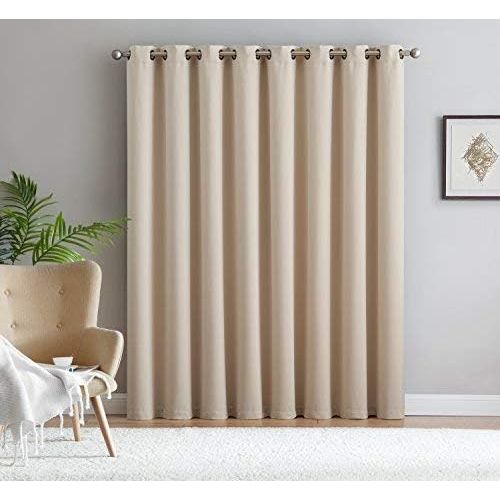  LinenZone Nicole - 1 Patio Extra Wide Premium Thermal Insulated Blackout Curtain Panel - 16 Grommets - 102 Inch Wide - 96 Inch Long - Ideal for Sliding and Patio Doors (1 Panel 102x96, Ivory