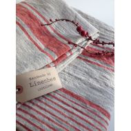 /Linenbeeshop Linen tablecloth, French country red striped table cloth, square tablecloth, rectangle oval rustic table, country tablecloth, linen
