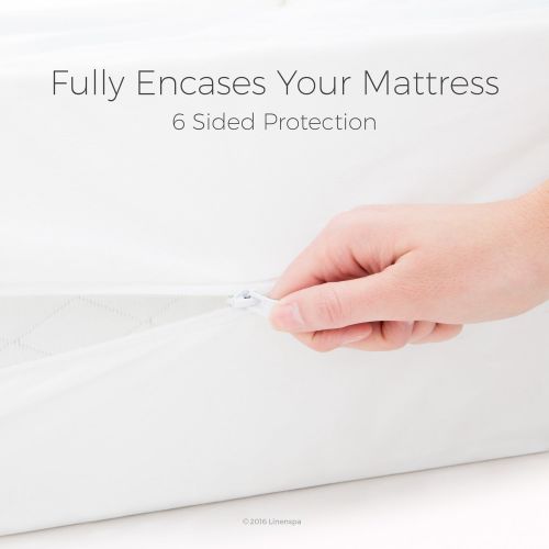  Linenspa linenspa zippered encasement waterproof, dust mite proof, bed bug proof breathable mattress protector - queen size