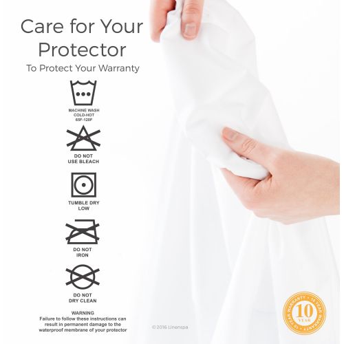  Linenspa linenspa zippered encasement waterproof, dust mite proof, bed bug proof breathable mattress protector - queen size
