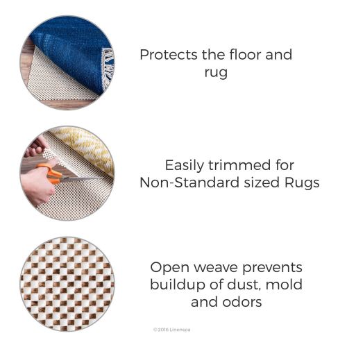  Linenspa Ultra Grip Non Slip Rug Pad - Heavy Duty Area Rug Gripper for Any Floor Surface - 9 x 12 Feet