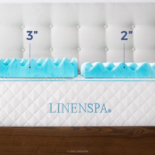  Linenspa 3 Inch Convoluted Gel Swirl Memory Foam Mattress Topper - Promotes Airflow - Relieves Pressure Points - King