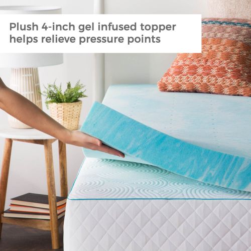  Linenspa 4 Inch Gel Swirl Memory Foam Topper - Queen