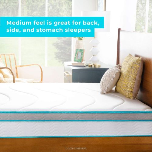  [아마존 핫딜] [아마존핫딜]Linenspa 10 Inch Memory Foam and Innerspring Hybrid Mattress - Medium Feel - Twin