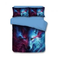 Linenspa RuiHome 4-Piece Wolf Printed Duvet Cover Set Full Size Bedding for Boys Girls Kids Teens, Fade Stain Resistant