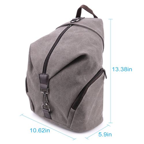  Lingae Canvas Backpack School Bag Casual College Travel Purse Shoulder Bag for Men Women (Grey)