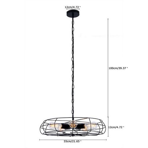  Lingkai Industrial Pendant Light Retro Ceiling Light Vintage Fan Style 5-Light Chandelier Hanging Light Fixture