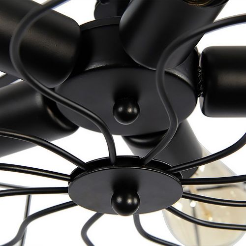  Lingkai Industrial Pendant Light Retro Ceiling Light Vintage Fan Style 5-Light Chandelier Hanging Light Fixture