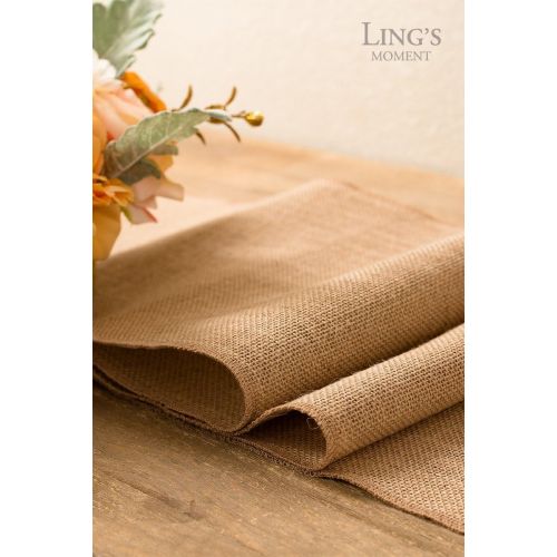  [아마존베스트]Lings moment 12 x 108 Inches Jute Farmhouse Table Runner Burlap Table Decor Bamboo for Winter Rustic Wedding Decorations Woodland Baby Shower Country Kitchen Boho Out Table Decor