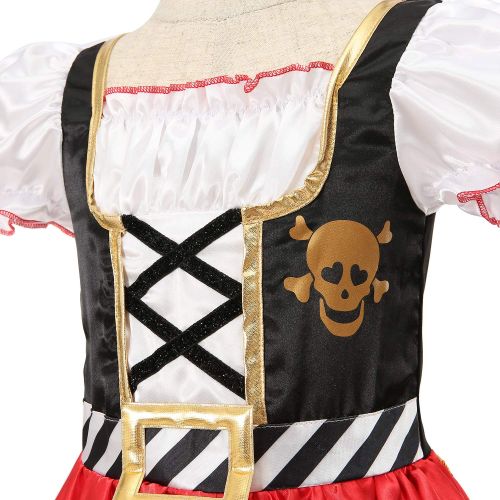  Lingway Toys Girls Deluxe Pirate Buccanner Princess Costume for Kids Size3-4, 5-6,7-8,9-10