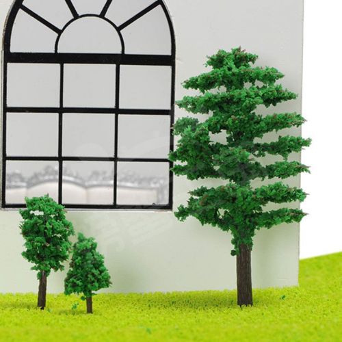  [아마존베스트]Lingxuinfo 57Pcs Mixed Model Trees Model Train Scenery Model Scenery with No Stands Fake Trees for Projects, DIY Scenery Landscape Building Model (Green)