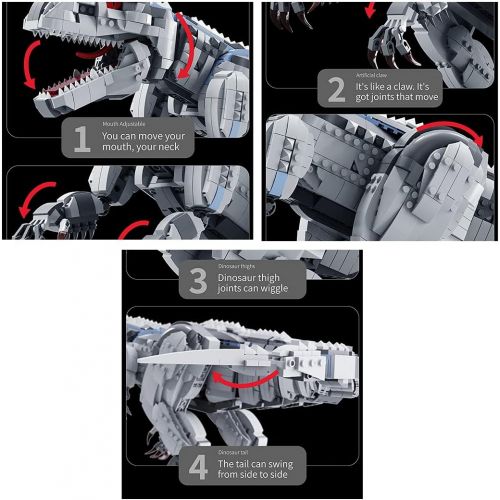  Lingxuinfo 2180+Pcs Dinosaur Building Block Model, MOC Indominus Rex Creative Building Bricks Toy