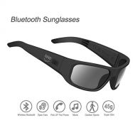 Lingyin Waterproof Bluetooth Sunglasses,Open Ear Wireless Sunglasses with Polarized UV400 Protection Safety Lenses,Unisex Design Sport Headset for All Smart Phones (Black Frame Smoke Lens)