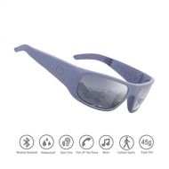 Lingyin Waterproof Bluetooth Sunglasses,Open Ear Wireless Sunglasses with Polarized UV400 Protection Safety Lenses,Unisex Design Sport Headset for All Smart Phones (Grey Frame Smoke Lens)