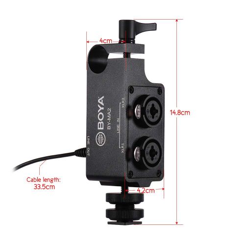  Boya BOYA by-MA2 Dual Channel XLR to 3.5mm Audio Mixer Adapter for DSLR Camera Camcorder DV with Andoer Cleaning Cloth