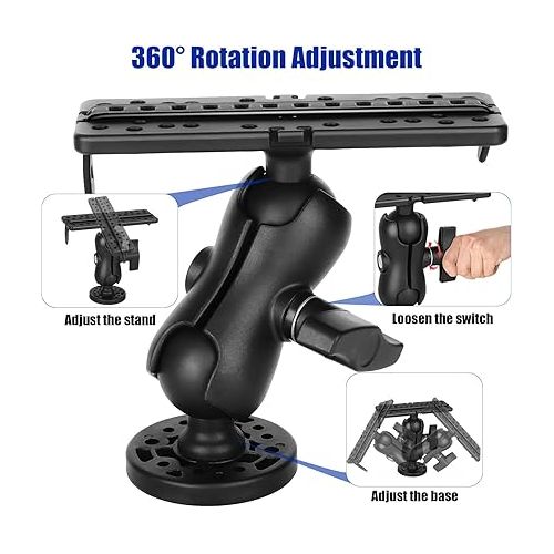  Fish Finder Mount Base, Marine Electronic Fish Finder Mount, Ball-Mount Fish Finder Bracket, 360° Rotation Fish Finder Holder, Universal Kayak Mounting Plate, Fish Finder Accessories for Boat Yacht