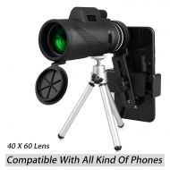 Linkstyle 40X60 HD Monocular Telescope with Phone Clip&Tripod, High Power Zoom Monocular Scope with Waterproof BAK4 Prism Lens for Adults Bird Watching Concert Fishing Hunting