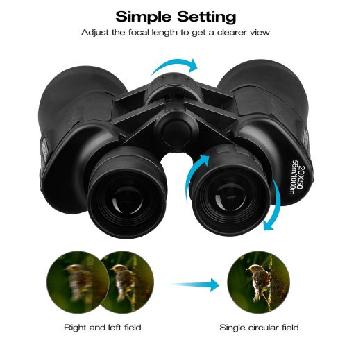  Binoculars for Adults, Linkstyle 10x50 HD Full-Size Binoculars for Bird Watching, Waterproof Field Glasses for Travel Sightseeing Hunting Wildlife Watching Outdoor Sports Games and