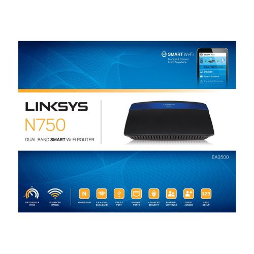  Linksys EA3500 - Dual-Band N750 Router with Gigabit and USB (Certified Refurbished)