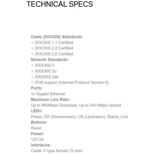  [아마존베스트]Linksys CM3024 High Speed DOCSIS 3.0 24x8 Cable Modem, Certified for Comcast/Xfinity, Time Warner, Cox & Charter (Modem Only, No Wifi Functionality)