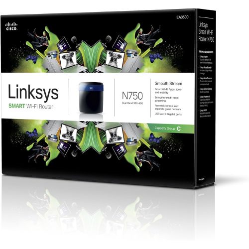  Linksys N750 Wi-Fi Wireless Dual-Band+ Router with Gigabit & USB Ports, Smart Wi-Fi App Enabled to Control Your Network from Anywhere (EA3500)