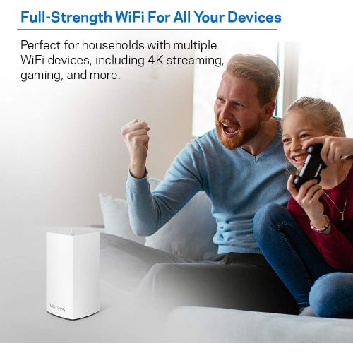  Linksys Velop AC1300 Dual-Band Whole Home WiFi Intelligent Mesh System, 2-Pack, Easy Setup, Maximize WiFi Range & Speed for all your devices