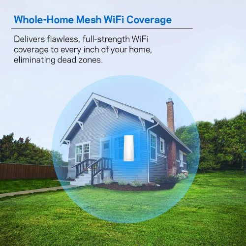  Linksys Velop AC2200 Tri-band Whole Home WiFi Intelligent Mesh System, 3-pack, Easy set-up, Maximize WiFi Range and Speed, Works with Alexa.