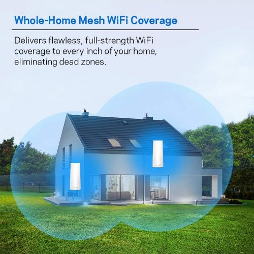  Linksys Velop AC2200 Tri-band Whole Home WiFi Intelligent Mesh System, 3-pack, Easy set-up, Maximize WiFi Range and Speed, Works with Alexa.