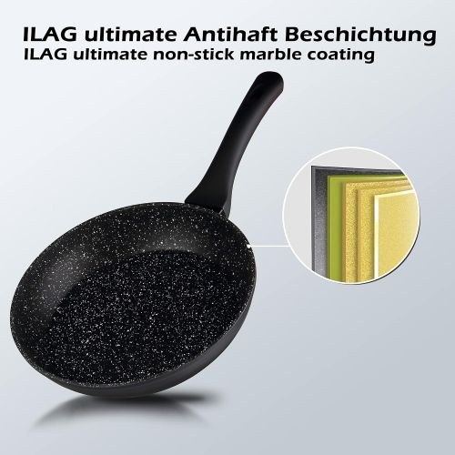  Linnuo 7er Kochset antihaft Pfannen Topfset Granit mit Edelstahlboden Topf Induktion geeignet Topfsets beschichtet