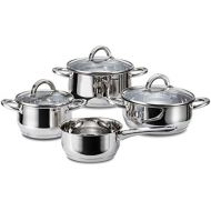 Linnuo Topfset Induktion - 4 Toepfe & 3 Glasdeckel - Kochtopf Set aus hochwertigem Edelstahl - Topf mit hohlem Griff - Nicht heiss beim Kochen - ideales Kochset fuer kleine Kuechen (7t