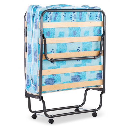  Linon Roma Folding Bed, Steel Frame and Mattress, Blue and White