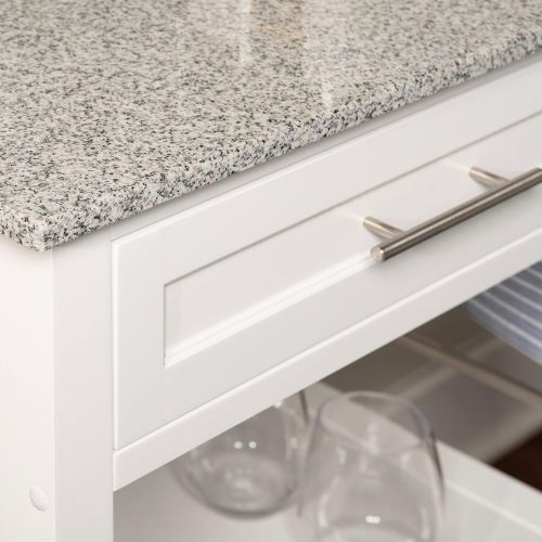  White Linon Storage Cart On Wheels With Granite Top. Great For Small Kitchens!!