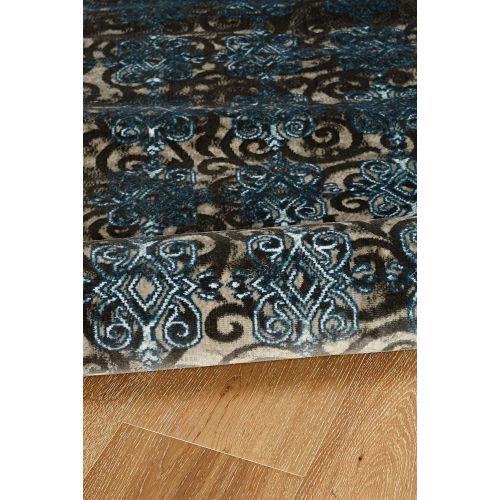  Linon Vintage Collection Trellis Synthetic Rugs, 9 x 12, Gray