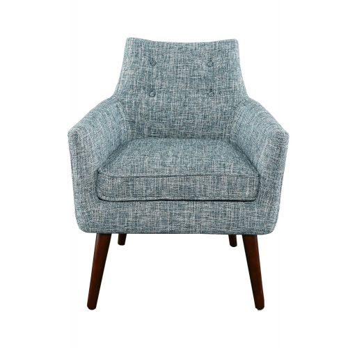  Linon Riley Blue Chair, Dark Walnut