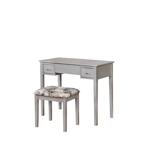  Linon Vanity and Stool in Silver