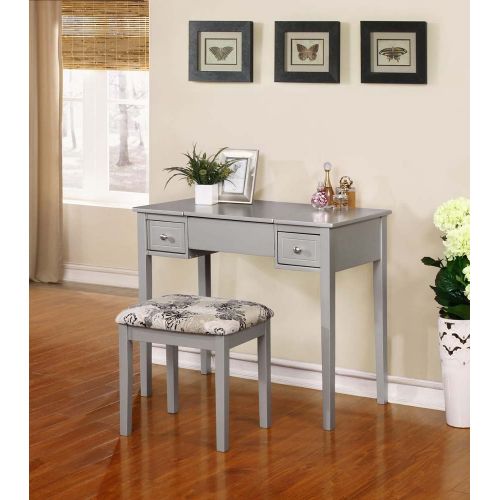  Linon Vanity and Stool in Silver