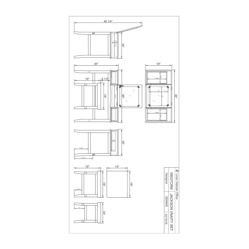  Linon 58037CRM-01-KD-U Jackson Vanity Set, 30 x 36 x 18, Cream